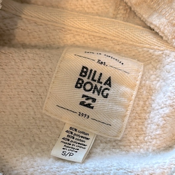 Billabong Women's Cream Pull On Graphic Hoodie Front Pockets Size Small GUC - Picture 4 of 5